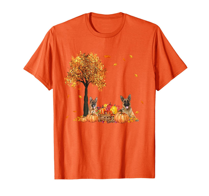 Funny German Shepherd Thanksgiving Halloween German Shepherd Autumn Leaf Fall Dog Thanksgiving Halloween T-Shirt - Orange