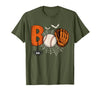 Boo Baseball Halloween Tee Funny Boo Baseball Halloween Sports Men Boys Kids Toddler T-Shirt - Olive Green