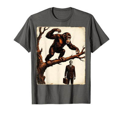 Monkey Flinging Poo at Businessman Graphic T-Shirt - Men