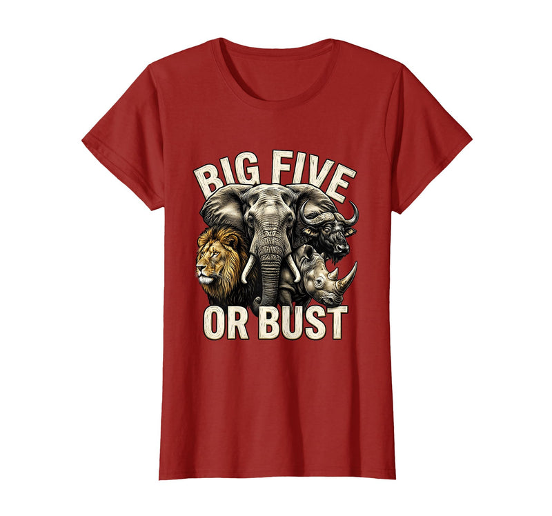 Mademark Big Five or Bust Safari Wildlife Design T-Shirt - Women - Cranberry Red
