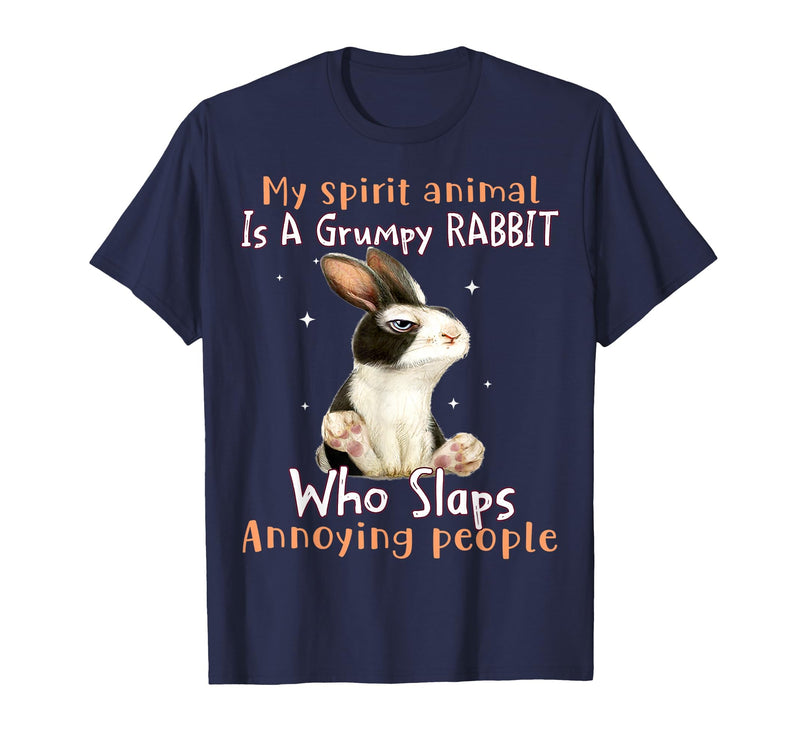 Cute Rabbit Lover Bunny Graphic T-Shirt (Dark Heather Grey) in Navy Blue