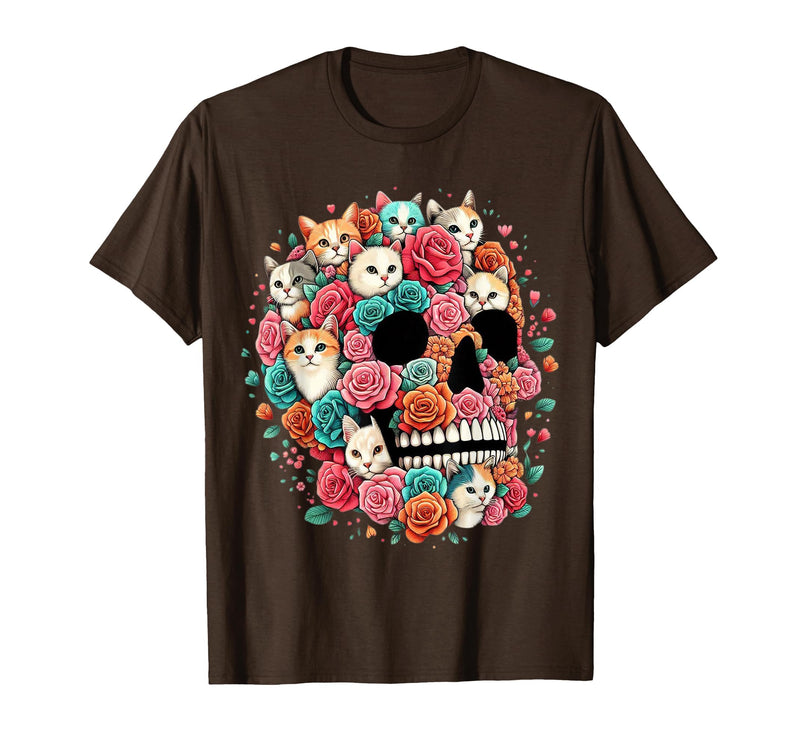 TS - SHOP - Kitty Skeleton Halloween Costume Idea Cat Skull - Kitty Skeleton Halloween Costume Idea T-Shirt - Brown