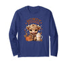 Loves LuLu Highland Cow, Cute and Cozy Ready for Fall Fun! Long Sleeve T-Shirt - Navy Blue