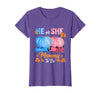 He Or She Pumpkin Gender Reveal Party Supplies Tee Halloween Pumpkin Gender Reveal He or She Mommy to Be T-Shirt - Purple