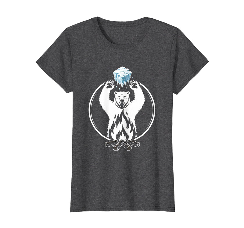 Mademark Polar Bear Throws Ice Into Fire Funny Design T-Shirt - Dark Heather Grey