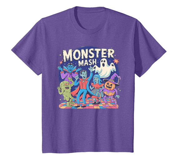 Spooky Vintage Creations Vintage Monster Mash Funny Halloween Candy Handers T-Shirt - Purple Heather