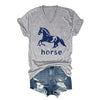Pukcoun Horse Shirt Horse Lover V-Neck Shirt Retro Graphics T-Shirt Unisex - Grey1