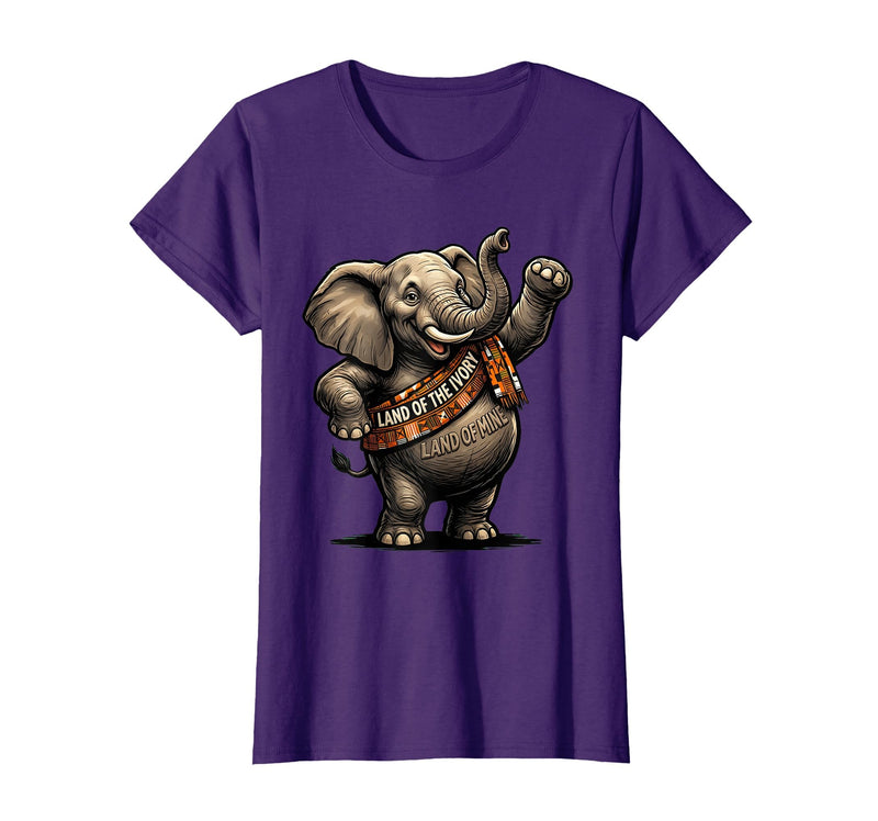 Mademark Land Of The Ivory, Land Of Mine Patriotic Elephant Design T-Shirt - Women - Purple