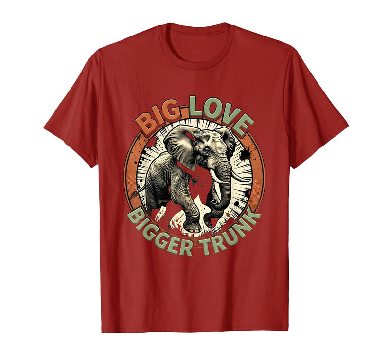 Mademark Big Love Bigger Trunk Elephant Comic Design T-Shirt - Men - Cranberry Red