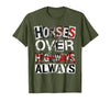 Mademark Horses Over Highways Always Equestrian Design T-Shirt - Olive Green