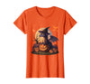Halloween Dragons Fantasy Spooky Witchy Cute Halloween Dragon Witch Hat Pumpkin Moon Fantasy T-Shirt - Orange