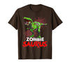 Dinosaur T Rex Zombie Saurus Halloween Kids Boys Zombie Saurus Skeleton Dinosaur T Rex Zombie Halloween Boys T-Shirt - Brown