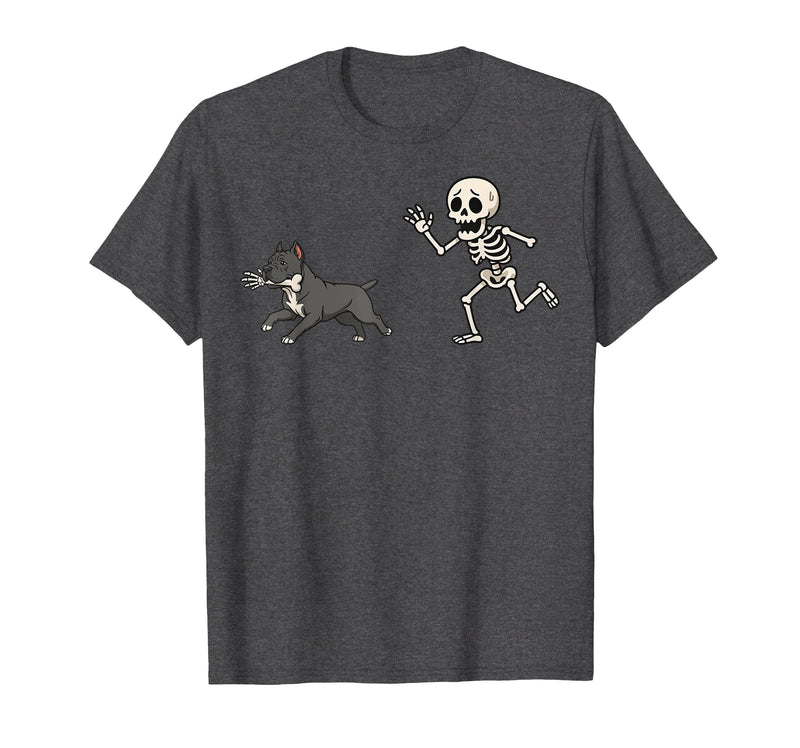 Pitbull Halloween Costume Funny Pitbull Skeleton Hand Halloween T-Shirt - Dark Heather Grey