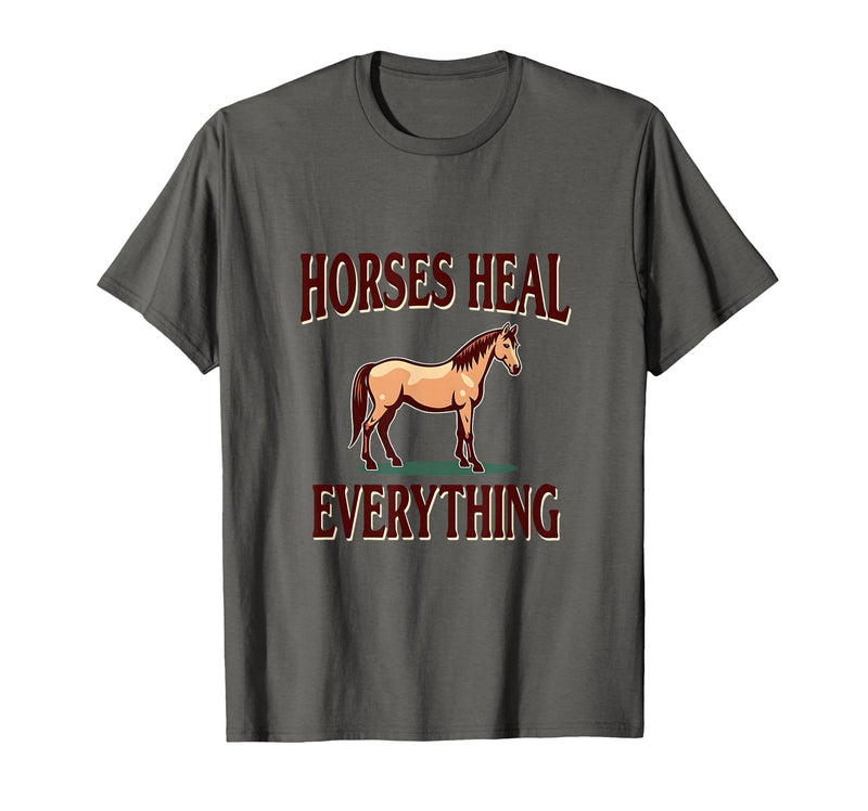 Mademark Horses Heal Everything Equestrian Women Design T-Shirt - Men - Asphalt Grey