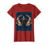 Mademark Women's Shark Diver Wetsuit Ocean Illustration T-Shirt - Cranberry Red