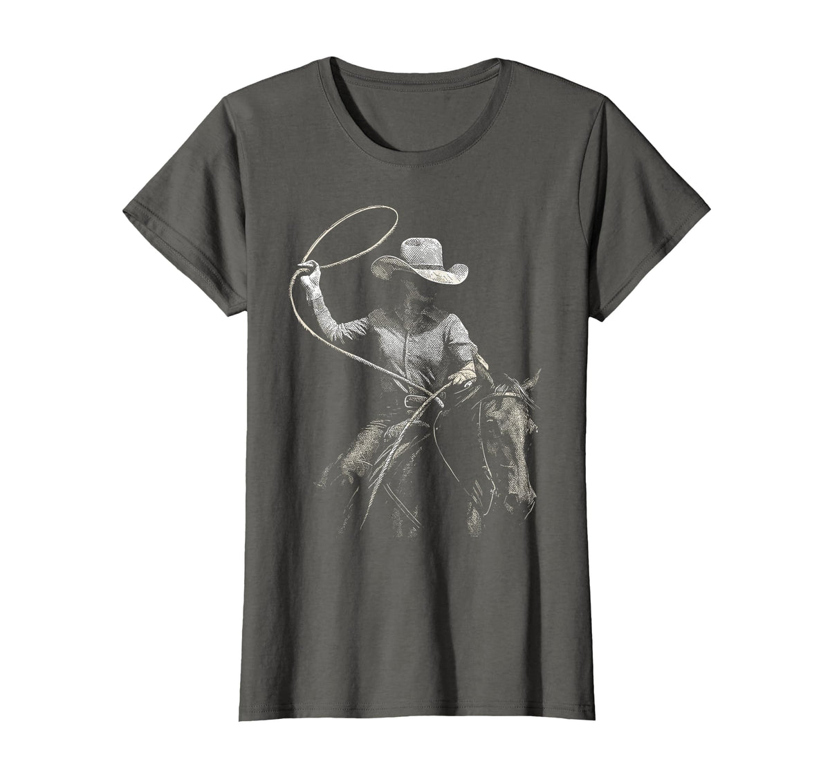 Cowgirl Western Rodeo Rodeo Cowgirl Western Horse T-Shirt - Asphalt Grey