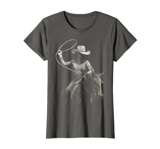 Cowgirl Western Rodeo Rodeo Cowgirl Western Horse T-Shirt - Asphalt Grey