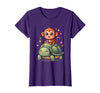 Mademark Small Monkey Riding Giant Tortoise Funny Animal Art T-Shirt - Women - Purple