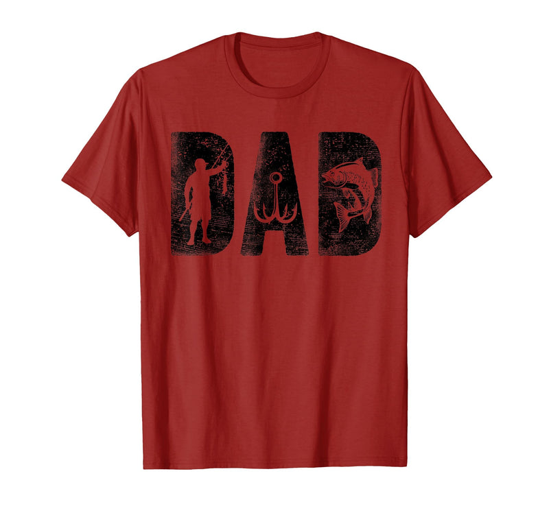 Fishing Gifts for Dad Father's Day Fisherman Fishing Dad Birthday Classic Bold Font Fish Daddy T-Shirt - Cranberry Red