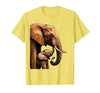 Mademark Mama Elephant Nudging Baby With Trunk Illustration T-Shirt - Men - Lemon Yellow