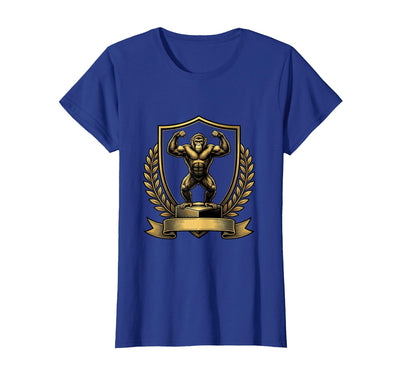 Monkey Flexing Muscles on Gym Podium T-Shirt - Women