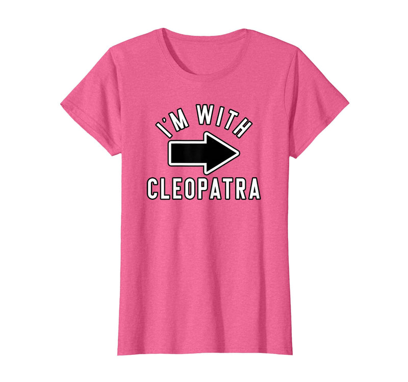 Lazy Last Minute Cleopatra Halloween Costumes Couples Halloween Costume Shirts I'm with Cleopatra T-Shirt - Pink Heather