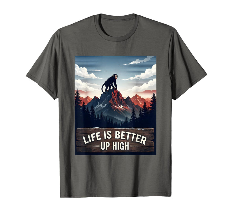 Mademark Life Is Better Up High Monkey Design T-Shirt - Men - Asphalt Grey