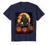 FrightNightFits Werewolf Orange Halloween T-Shirt - Navy Blue