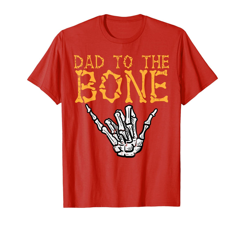 Mens Halloween Shirts For Dad Daddy Papa Men Halloween Dad to The Bone Skeleton Hand Fun Papa Costume Men T-Shirt - Red