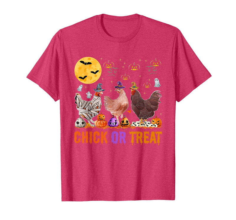 Autumn Pumpkin Chicken Halloween Chicken Farm Fall Halloween Chicken Pumpkin Chick Or Treat Spooky T-Shirt - Red Heather