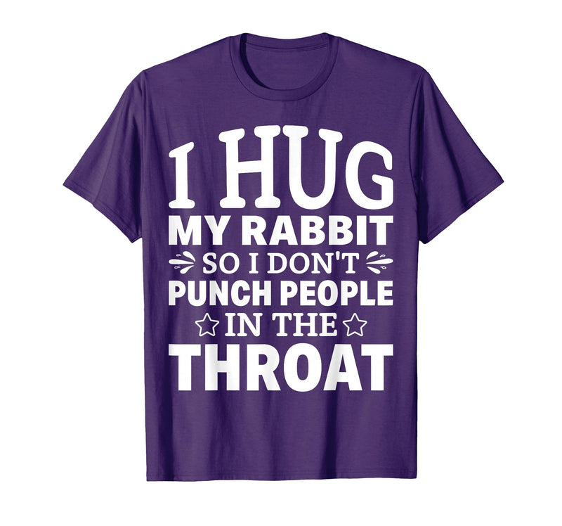 I Hug My Rabbit I Easter Bunny Design Lionhead Rabbit T-Shirt in Purple