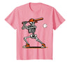 Funny Halloween Skeleton Sports Boys Costume Baseball Skeleton Spooky Boys Halloween Baseball Player T-Shirt - Pink