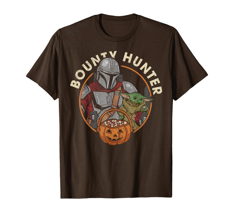 Star Wars The Mandalorian Halloween Candy Bounty Hunter T-Shirt - Brown