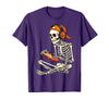 Halloween Skeleton Shirts for Gamers Men Boys Kids Halloween Skeleton Gamer Video Gaming Boys Men Kids Funny T-Shirt - Purple