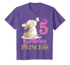 Kids 5th Birthday Rabbit Princess Girl Bunny 5 Years Old T-Shirt in Purple Heather