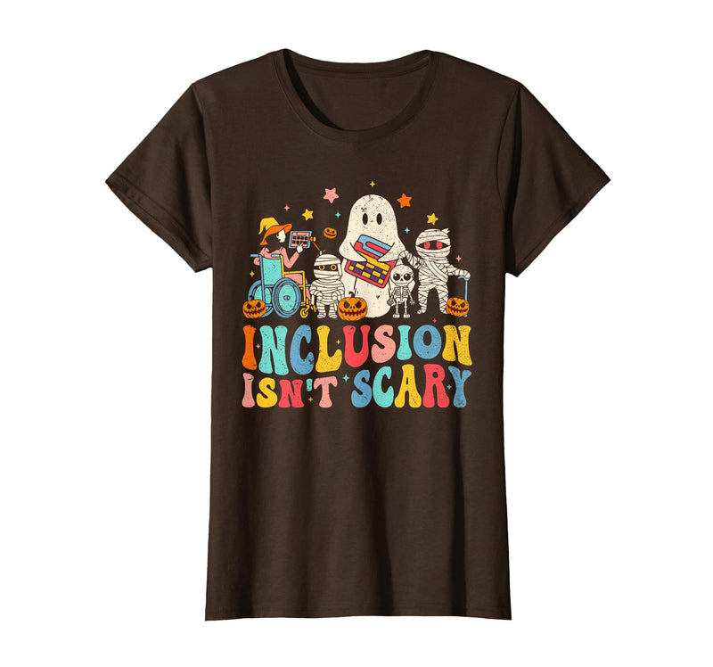 Inclusion Matters Tees Halloween Sped Teacher Kids Inclusion Isn't Scary Ghost Mummy Halloween SLP Sped Teacher T-Shirt -