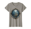 Mademark Shark Circling Shipwreck Under Moonlight Pirate T-Shirt - Slate Grey
