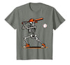 Funny Halloween Skeleton Sports Boys Costume Baseball Skeleton Spooky Boys Halloween Baseball Player T-Shirt - Olive Heather