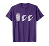 Deaf Halloween ASL Costume Boo Hands ASL Halloween Skeleton Hand American Sign Language Boo T-Shirt - Purple