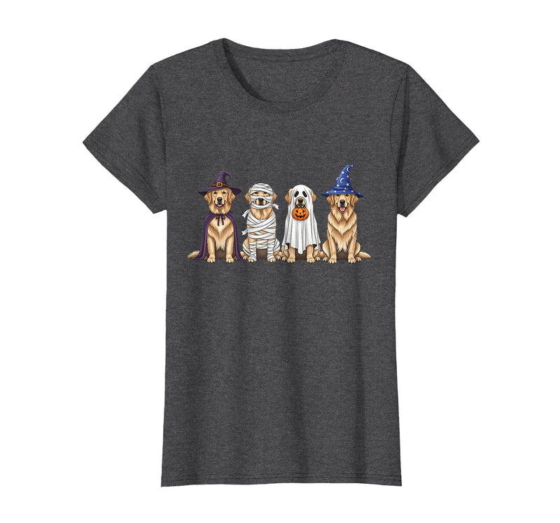 Spooky Golden Retriever Dogs Mummy Halloween Tee Golden Retriever Dog Witch Mummy Ghost Boo Costume Halloween T-Shirt - Dark