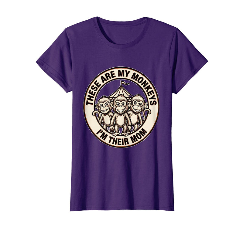 Mademark These Are My Monkeys I'm Their Mom Circus Design T-Shirt - Women - Purple