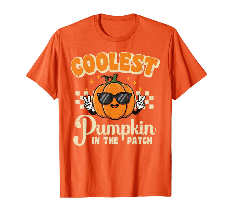Halloween Shirts For Women Men Kids Boys Girls Halloween Coolest Pumpkin in Patch Costume Boys Kids Youth T-Shirt - Orange