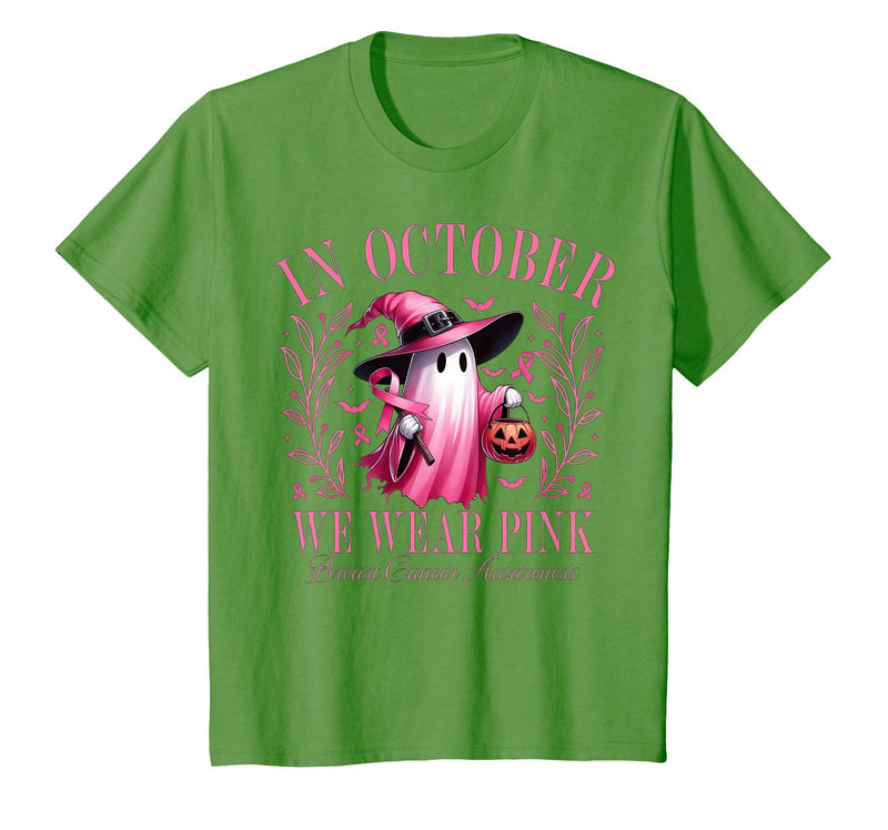 Ghost October Wear Pink Breast Cancer t -shir t Halloween Pink Ghost in October We Wear Pink Breast Cancer T-Shirt - Grass