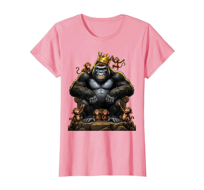 King Gorilla Dad Surrounded by Little Monkeys T-Shirt - Women