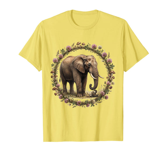 Mademark Be Kind Elephant Nudging Baby Bird Illustration T-Shirt - Men - Lemon Yellow