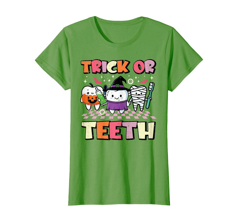 Halloween Shirts For Women Men Kids Boys Girls Halloween Dentist Trick Or Teeth Dental Costume Men Women T-Shirt - Grass
