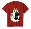 halloween iced coffee costume Cat Women Girls Cute Halloween Cat Ghost Drinking Coffee Ghost Women Girls T-Shirt - Cranberry