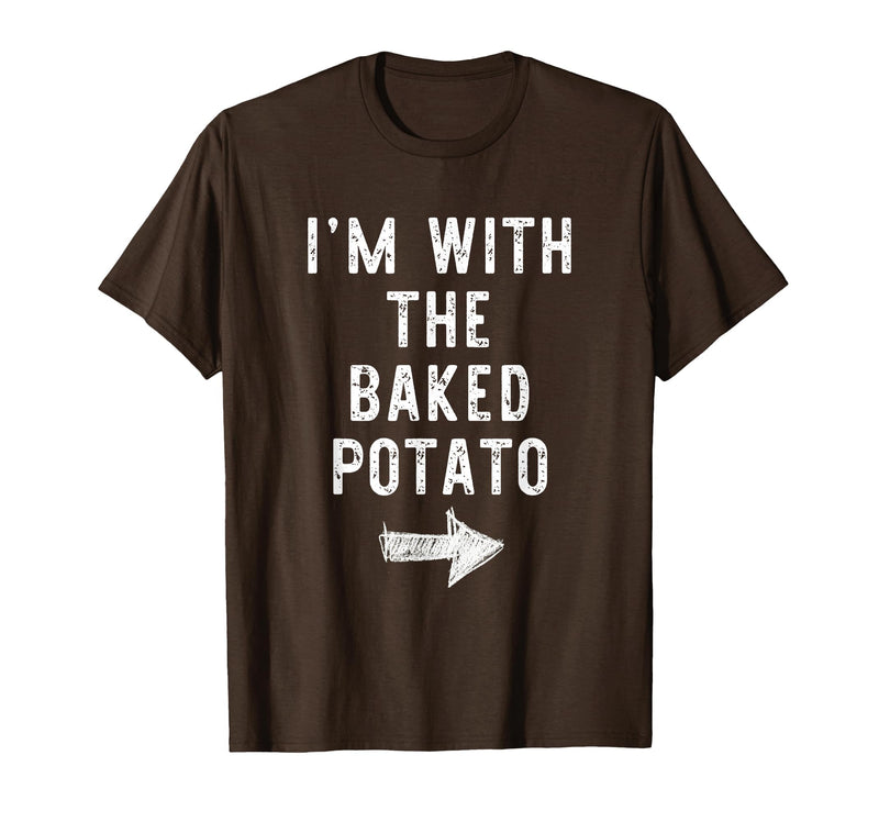 Im With The Baked Potato Halloween Costume I’m with The Baked Potato Funny Halloween Couple Costume T-Shirt - Brown