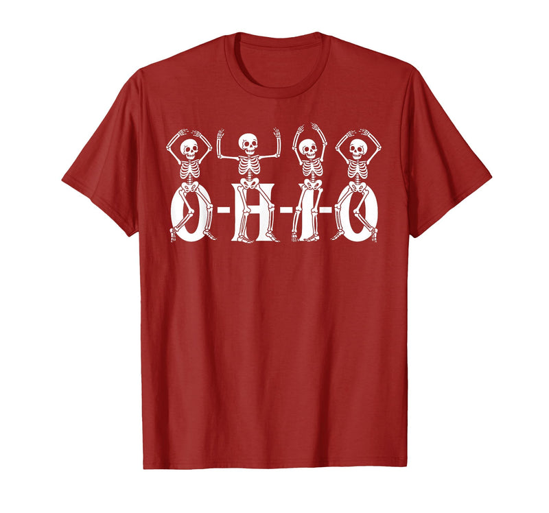 Funny O-H-I-O State Skeleton Halloween Funny O-H-I-O State Skeleton Ohio Halloween Vintage Vibe Fun T-Shirt - Cranberry Red