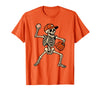 Funny Skeleton Baseball Tee Skeleton Baseball Halloween Costume Pitcher Sport Player T-Shirt - Orange